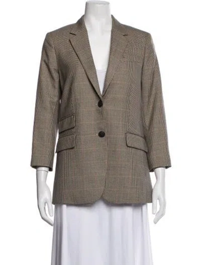 Pre-owned Rag & Bone Wool Plaid Print Blazer In Brown