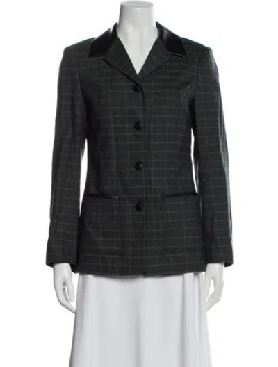 Pre-owned Rag & Bone Wool Plaid Print Blazer In Gray