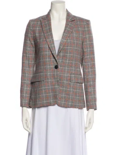 Pre-owned Rag & Bone Wool Plaid Print Blazer In Gray