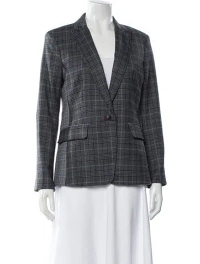 Pre-owned Rag & Bone Wool Plaid Print Blazer In Gray