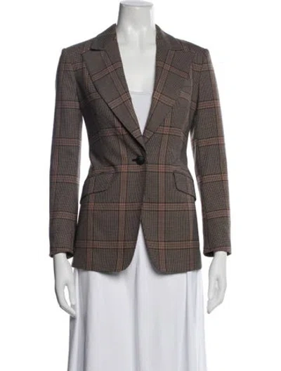 Pre-owned Rag & Bone Wool Plaid Print Blazer In Gray