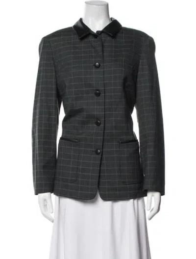 Pre-owned Rag & Bone Wool Plaid Print Blazer In Green