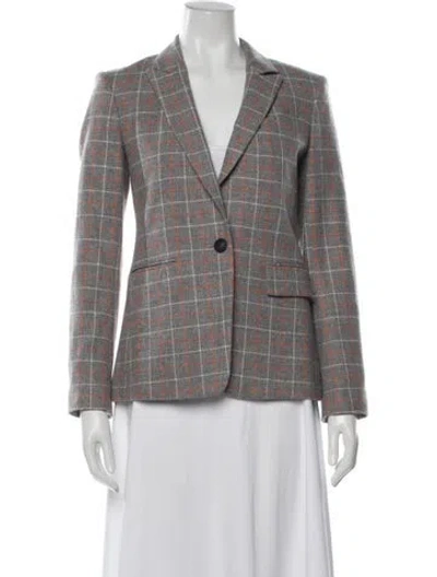 Pre-owned Rag & Bone Wool Plaid Print Blazer In Grey