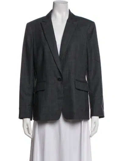 Pre-owned Rag & Bone Wool Plaid Print Blazer In Grey
