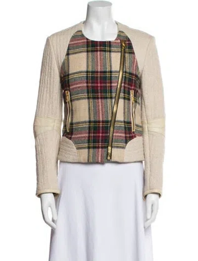 Pre-owned Rag & Bone Wool Plaid Print Blazer In Neutral