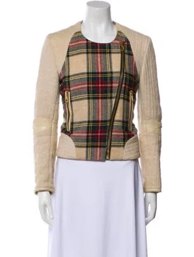 Pre-owned Rag & Bone Wool Plaid Print Blazer In Neutral