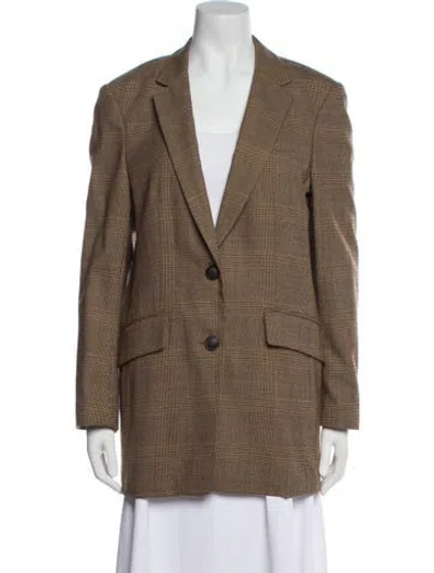 Pre-owned Rag & Bone Wool Plaid Print Blazer In Neutral