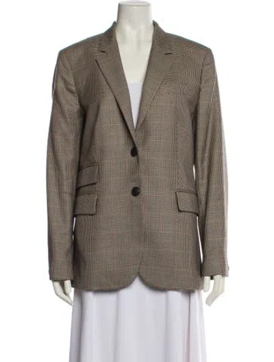 Pre-owned Rag & Bone Wool Plaid Print Blazer In Neutral