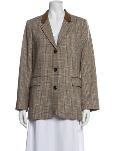 Pre-owned Rag & Bone Wool Plaid Print Blazer In Neutral