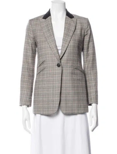 Pre-owned Rag & Bone Wool Plaid Print Blazer In Neutral