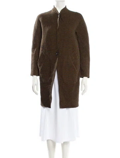 Pre-owned Rag & Bone Wool Plaid Print Coat In Brown