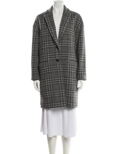 Pre-owned Rag & Bone Wool Plaid Print Coat In Gray
