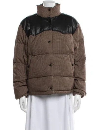 Pre-owned Rag & Bone Wool Plaid Print Down Jacket In Brown