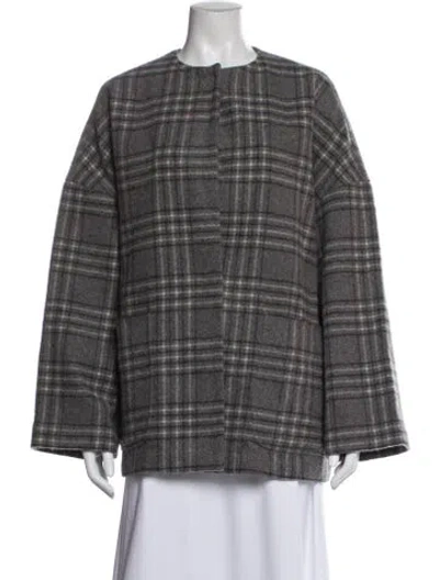 Pre-owned Rag & Bone Wool Plaid Print Jacket In Gray