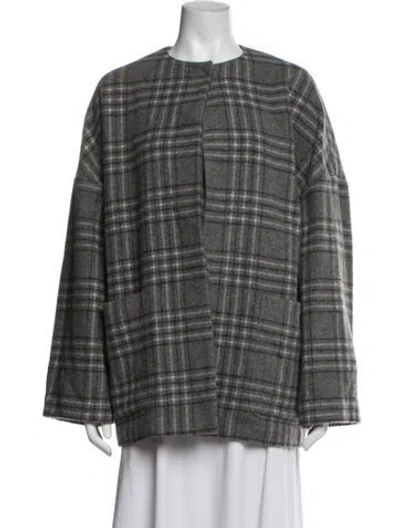 Pre-owned Rag & Bone Wool Plaid Print Jacket In Grey