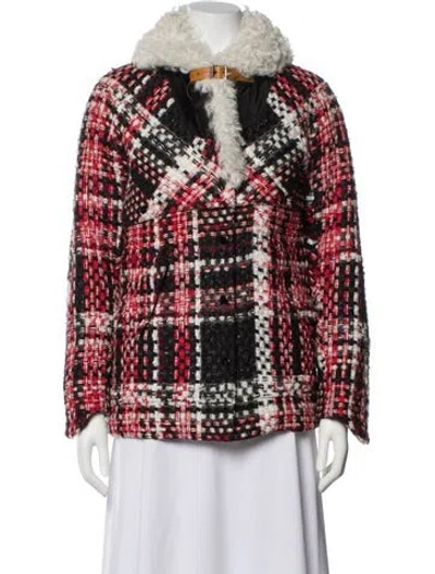 Pre-owned Rag & Bone Wool Plaid Print Jacket In Red