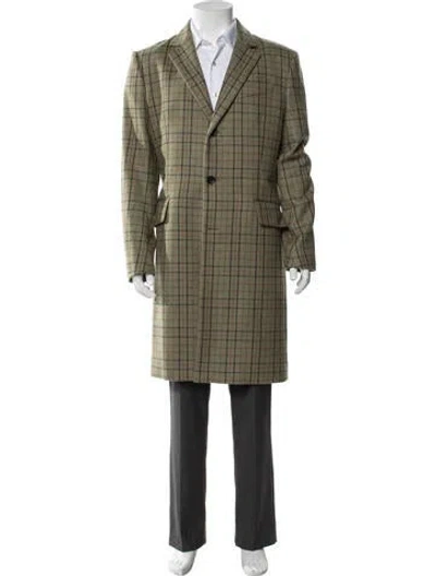Pre-owned Rag & Bone Wool Plaid Print Overcoat In Green