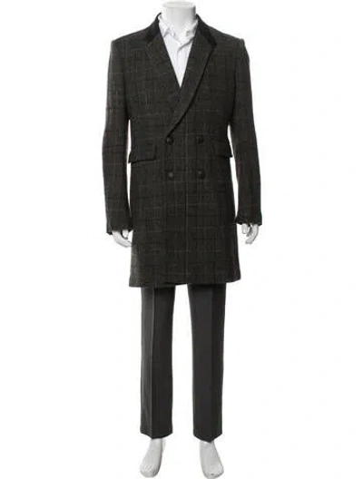 Pre-owned Rag & Bone Wool Plaid Print Overcoat In Green
