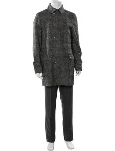 Pre-owned Rag & Bone Wool Plaid Print Parka In Black