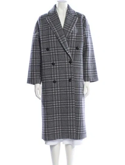Pre-owned Rag & Bone Wool Plaid Print Peacoat In Gray