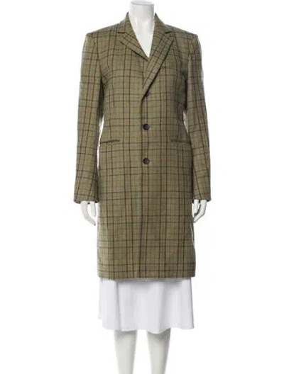 Pre-owned Rag & Bone Wool Plaid Print Peacoat In Green
