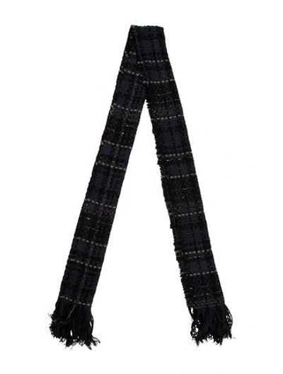 Pre-owned Rag & Bone Wool Plaid Print Scarf In Blue