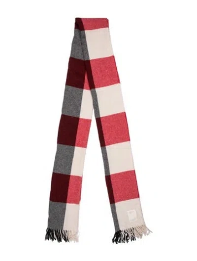 Pre-owned Rag & Bone Wool Plaid Print Scarf In Red