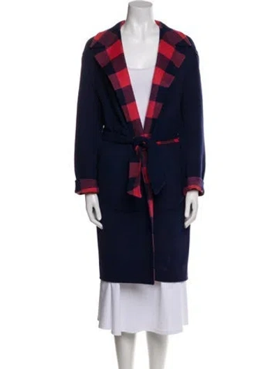 Pre-owned Rag & Bone Wool Plaid Print Trench Coat In Blue