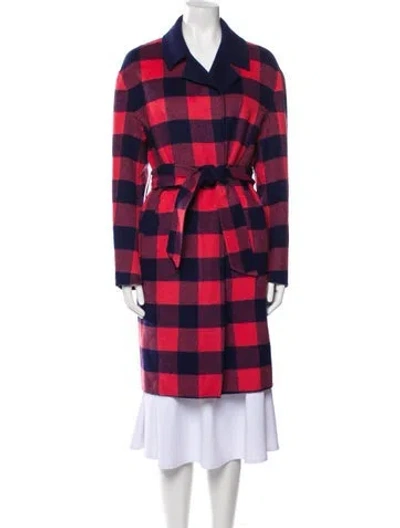 Pre-owned Rag & Bone Wool Plaid Print Trench Coat In Pink
