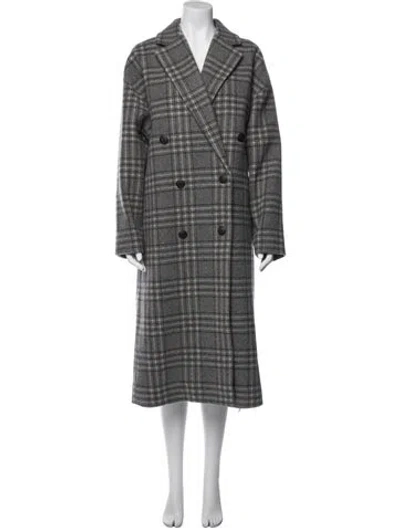 Pre-owned Rag & Bone Wool Plaid Print Trench Coat W/ Tags In Gray