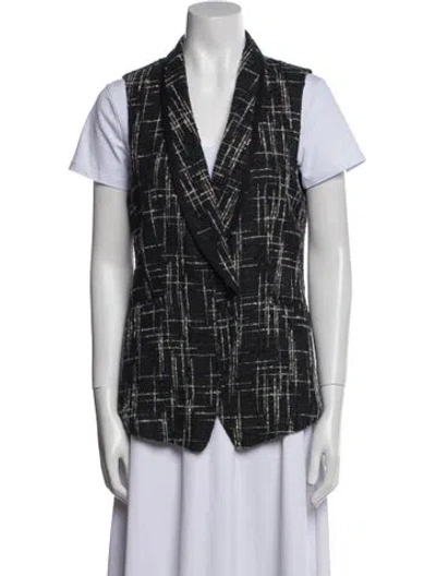 Pre-owned Rag & Bone Wool Plaid Print Vest In Black