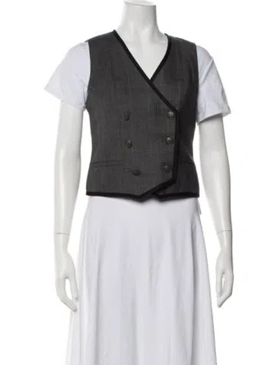 Pre-owned Rag & Bone Wool Plaid Print Vest In Grey