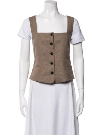 Pre-owned Rag & Bone Wool Plaid Print Vest W/ Tags In Neutrals