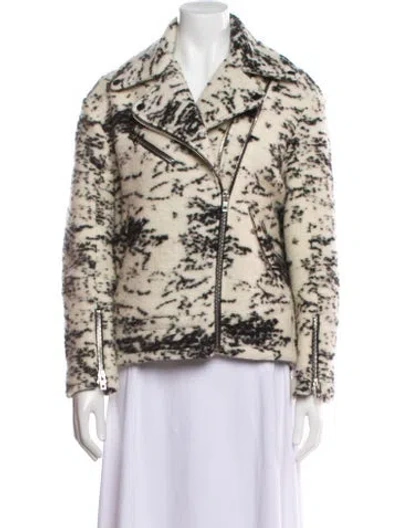 Pre-owned Rag & Bone Wool Printed Biker Jacket In Neutral