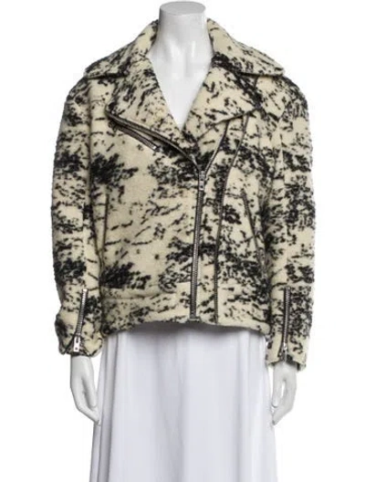 Pre-owned Rag & Bone Wool Printed Faux Fur Jacket In Neutral