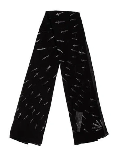 Pre-owned Rag & Bone Wool Printed Scarf In Black