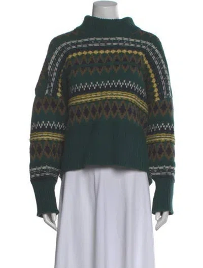 Pre-owned Rag & Bone Wool Printed Sweater In Green
