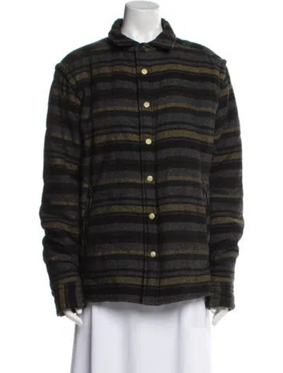 Pre-owned Rag & Bone Wool Striped Coat In Black
