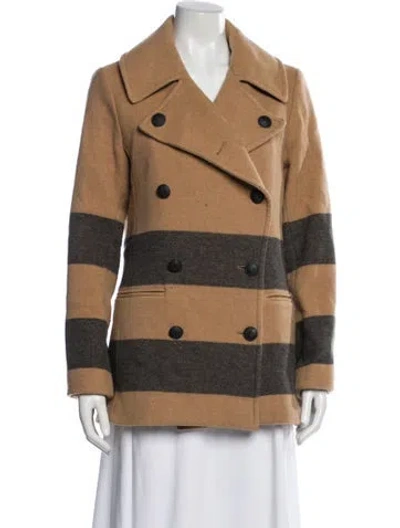 Pre-owned Rag & Bone Wool Striped Peacoat In Neutral