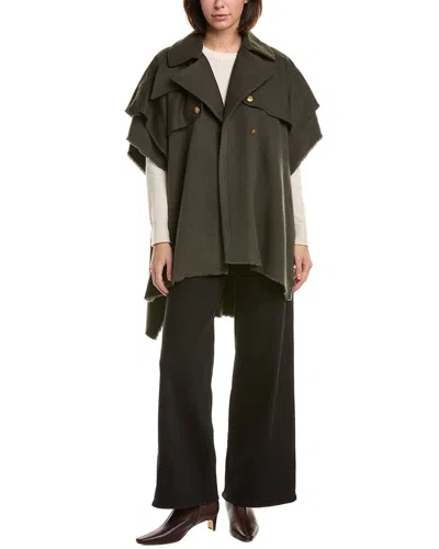 Rag & Bone Wool Trench Poncho In Green
