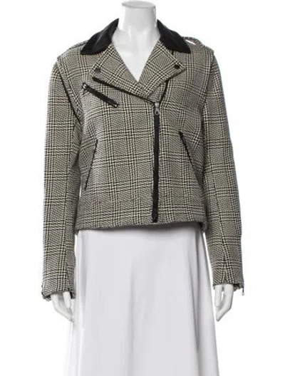 Pre-owned Rag & Bone Wool Tweed Pattern Biker Jacket In Black
