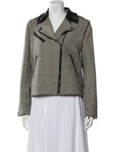 Pre-owned Rag & Bone Wool Tweed Pattern Biker Jacket In Black