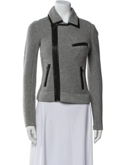 Pre-owned Rag & Bone Wool Tweed Pattern Biker Jacket In Gray