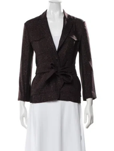 Pre-owned Rag & Bone Wool Tweed Pattern Blazer In Burgundy