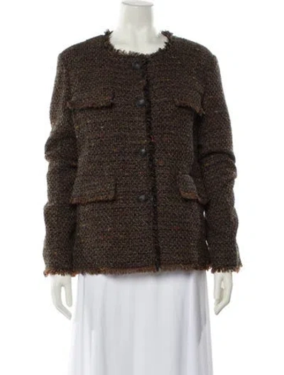 Pre-owned Rag & Bone Wool Tweed Pattern Jacket In Brown