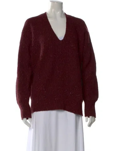 Pre-owned Rag & Bone Wool Tweed Pattern Sweater In Burgundy