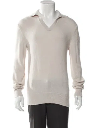 Pre-owned Rag & Bone Wool V-neck Polo Sweater In Neutral