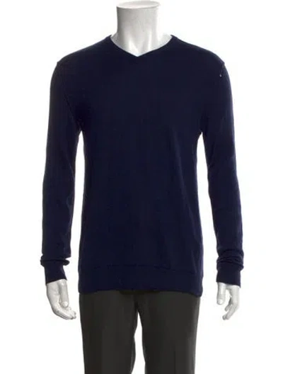 Pre-owned Rag & Bone Wool V-neck Pullover In Blue