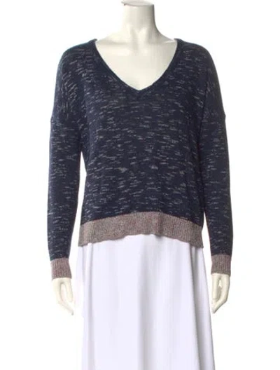 Pre-owned Rag & Bone Wool V-neck Sweater In Blue