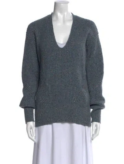 Pre-owned Rag & Bone Wool V-neck Sweater In Blue